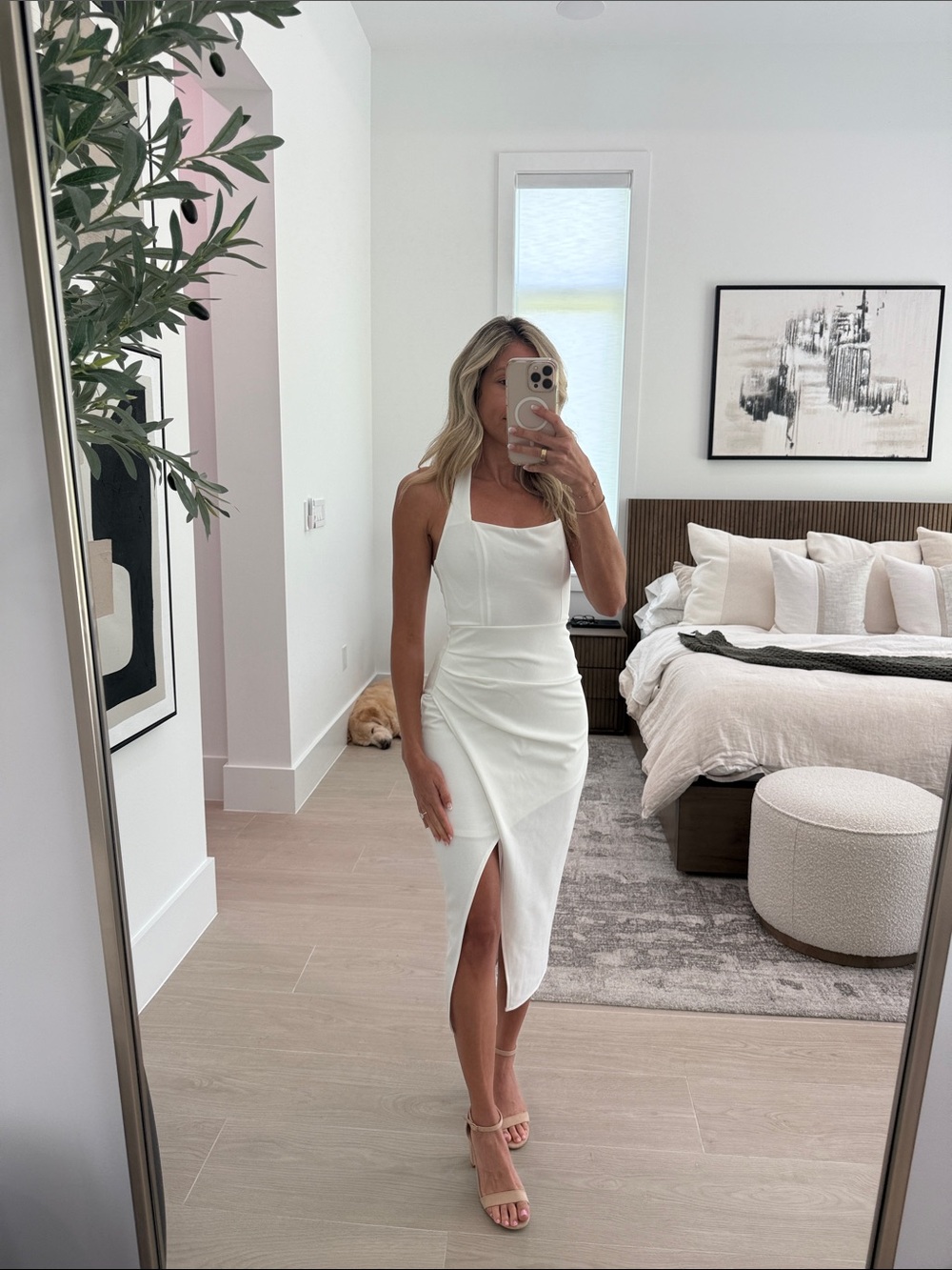 Selfie Leslie White Midi Halter Dress